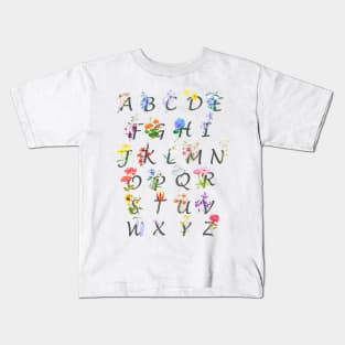 letters and flowers vertical Kids T-Shirt